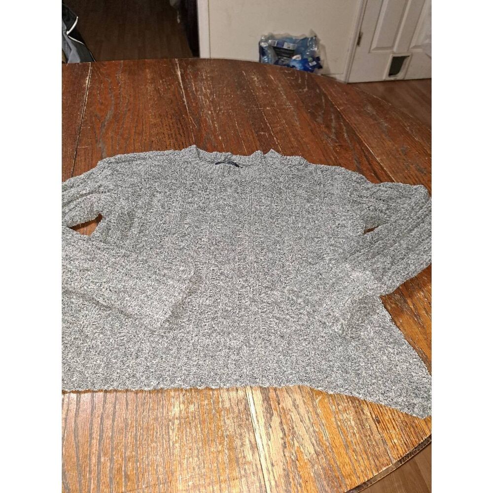 XS American Eagle Grey Long Sleeve Loose Knit Pullover Sweater Shirt Top